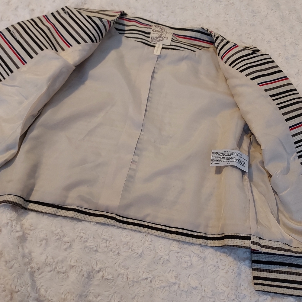 Tulle Original Chic Unique Striped Bolero style lined blazer Stylish Office - Picture 7 of 14